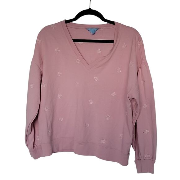 Draper James Pink V-Neck Sweatshirt - Picture 2 of 8